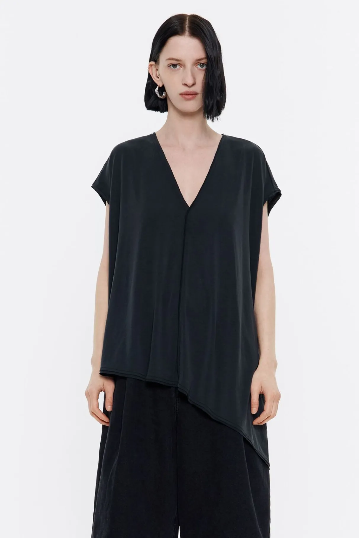 Mujer BIMBA Y LOLA Camisetas<Top Largo Oversize Negro Lavado