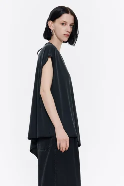 Mujer BIMBA Y LOLA Camisetas<Top Largo Oversize Negro Lavado