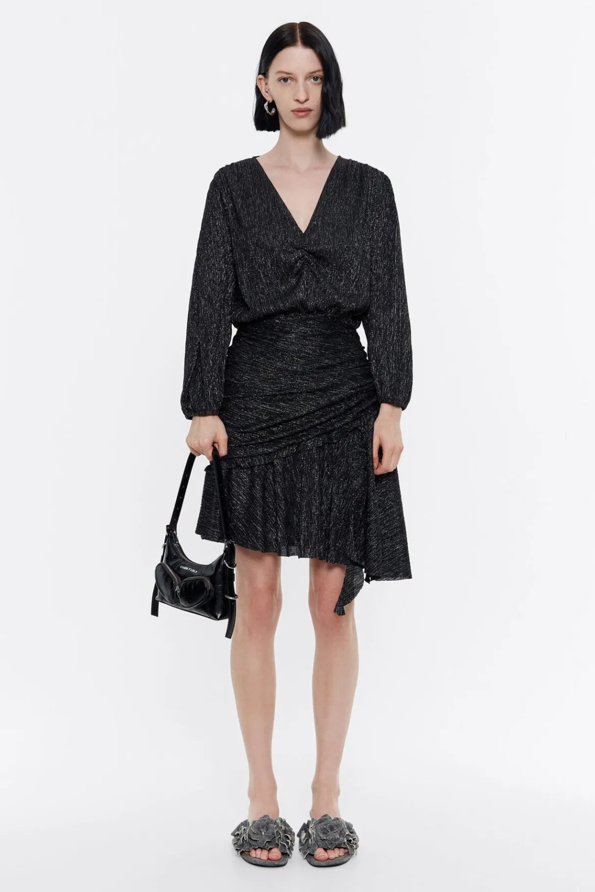 Mujer BIMBA Y LOLA Vestidos Y Monos<Vestido Corto Lurex Negro