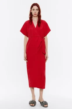 Mujer BIMBA Y LOLA Vestidos Y Monos<Vestido Cruzado Denim Rojo