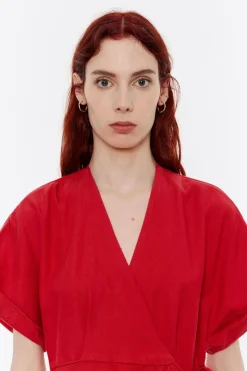 Mujer BIMBA Y LOLA Vestidos Y Monos<Vestido Cruzado Denim Rojo