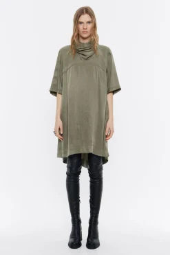 Mujer BIMBA Y LOLA Vestidos Y Monos<Vestido Cuello Panuelo Fluido Caqui