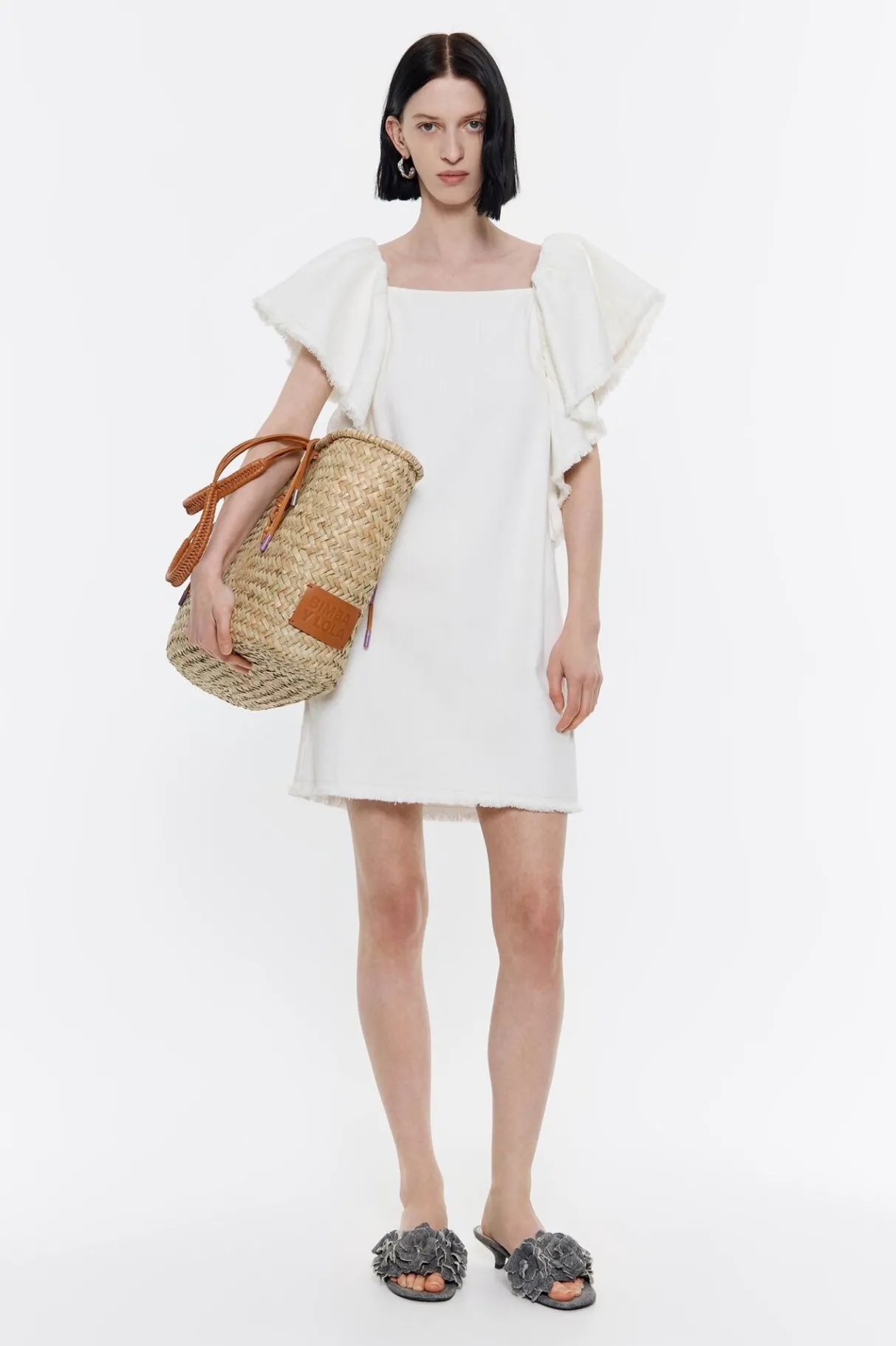 Mujer BIMBA Y LOLA Vestidos Y Monos<Vestido Denim Volantes Crudo