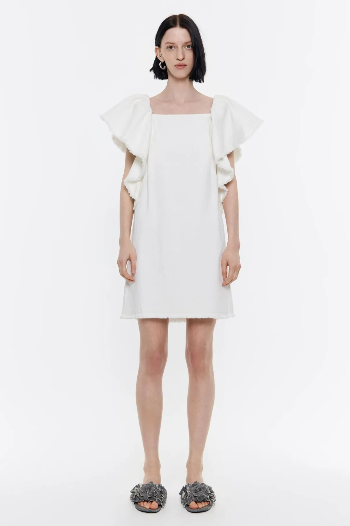 Mujer BIMBA Y LOLA Vestidos Y Monos<Vestido Denim Volantes Crudo