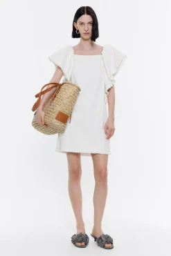 Mujer BIMBA Y LOLA Denim<Vestido Denim Volantes Crudo