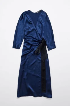 Mujer BIMBA Y LOLA Vestidos Y Monos<Vestido Largo Cruzado Azul Marino