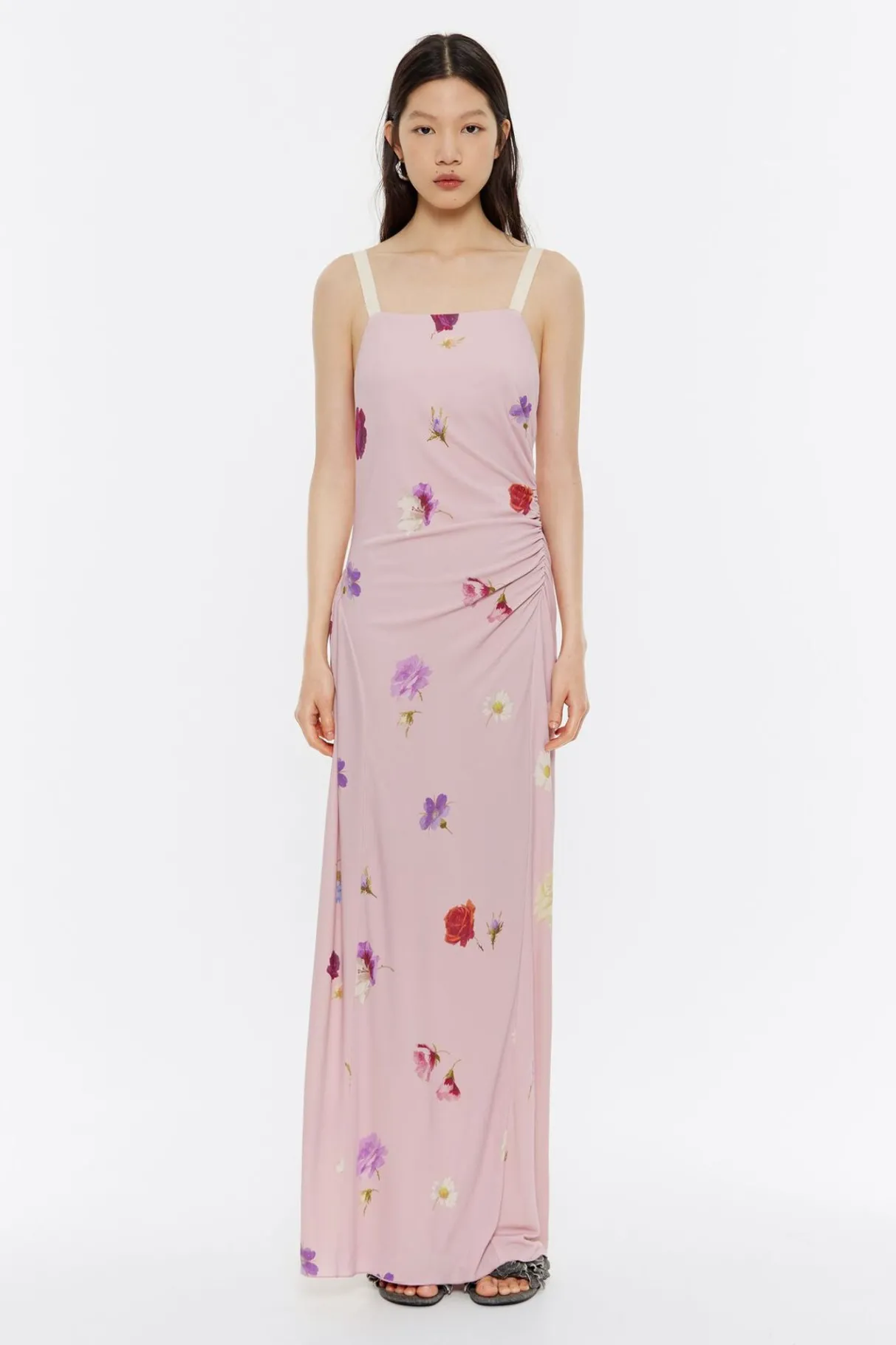 Mujer BIMBA Y LOLA Vestidos Y Monos<Vestido Largo Fluido Flowers Rosa