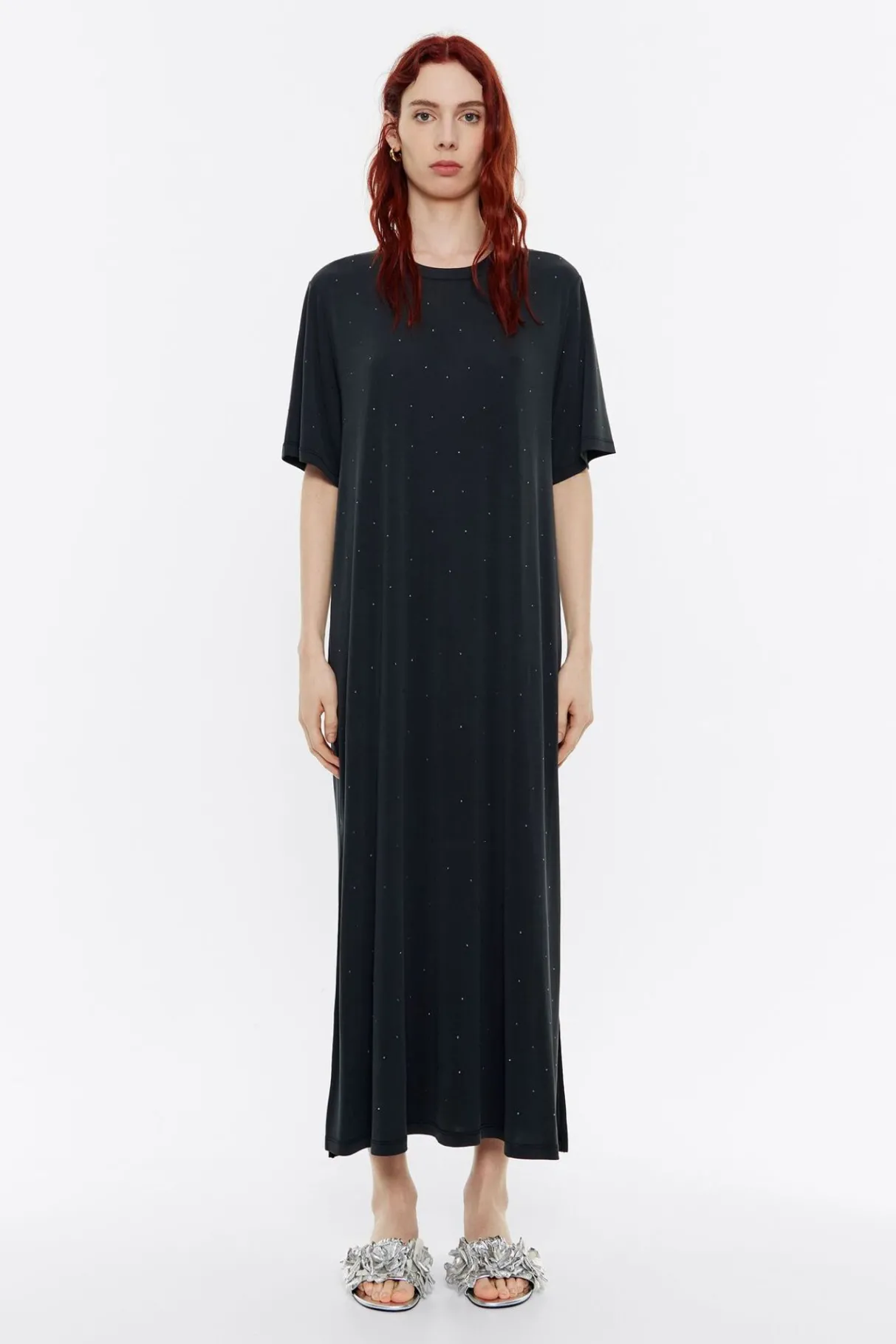 Mujer BIMBA Y LOLA Vestidos Y Monos<Vestido Midi Piedras Negro