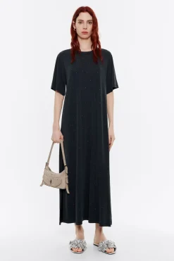 Mujer BIMBA Y LOLA Vestidos Y Monos<Vestido Midi Piedras Negro