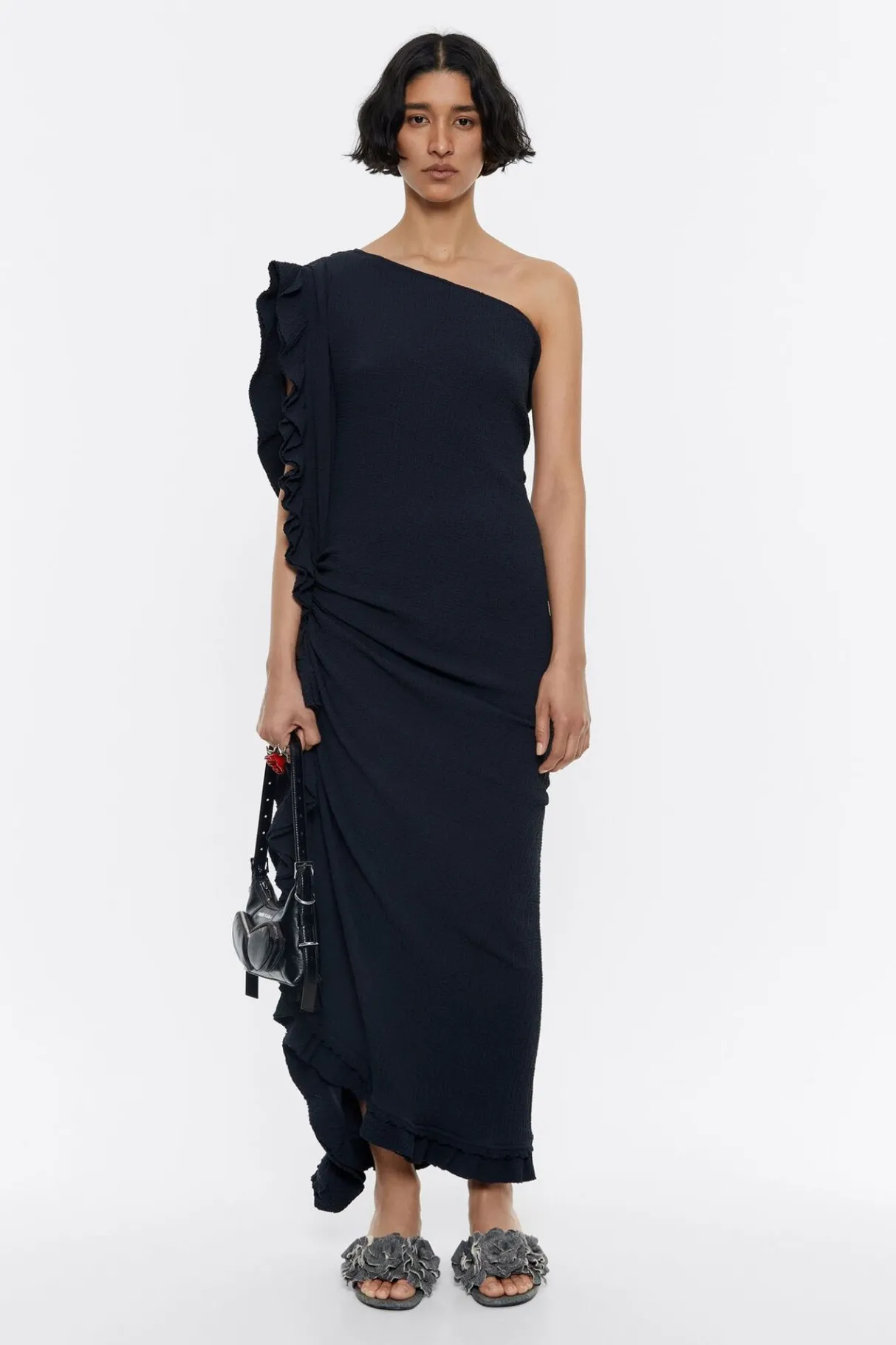 Mujer BIMBA Y LOLA Vestidos Y Monos<Vestido Midi Volantes Antracita