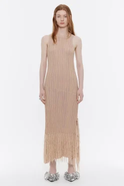 Mujer BIMBA Y LOLA Vestidos Y Monos<Vestido Punto Flecos Rosa Claro