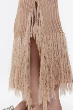 Mujer BIMBA Y LOLA Vestidos Y Monos<Vestido Punto Flecos Rosa Claro