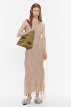 Mujer BIMBA Y LOLA Vestidos Y Monos<Vestido Punto Flecos Rosa Claro