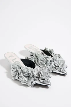 Mujer BIMBA Y LOLA Salones<Zapato Salon Flores Piel Plata